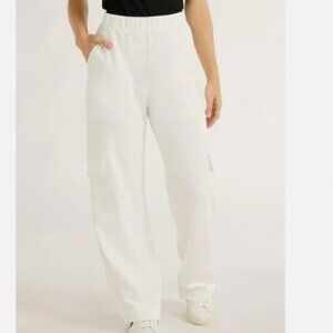 Free Assembly Women's Cream Wide Leg Cargo Sweatpants Sz XL